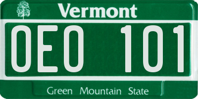 VT license plate OEO101
