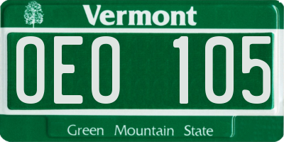 VT license plate OEO105