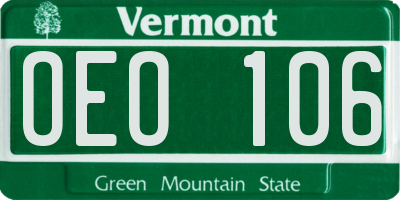 VT license plate OEO106
