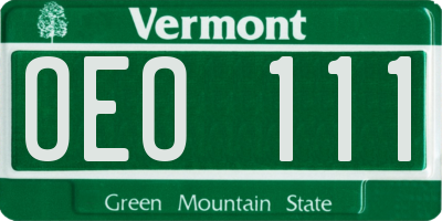 VT license plate OEO111