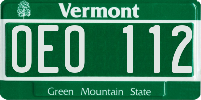 VT license plate OEO112