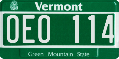 VT license plate OEO114