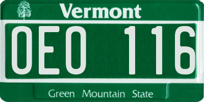 VT license plate OEO116