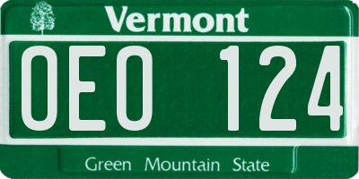 VT license plate OEO124