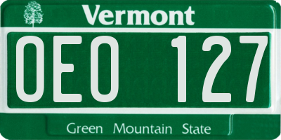 VT license plate OEO127