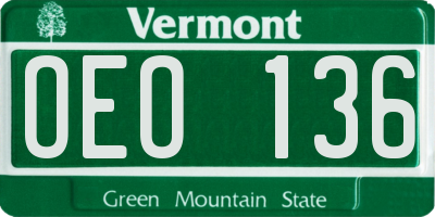 VT license plate OEO136