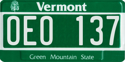 VT license plate OEO137