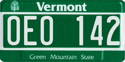 VT license plate OEO142