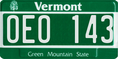 VT license plate OEO143