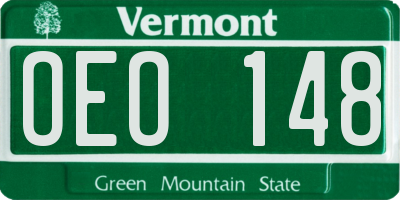 VT license plate OEO148