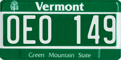 VT license plate OEO149