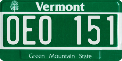 VT license plate OEO151