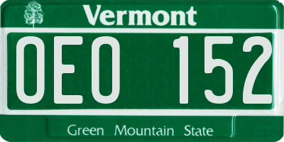 VT license plate OEO152