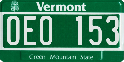 VT license plate OEO153