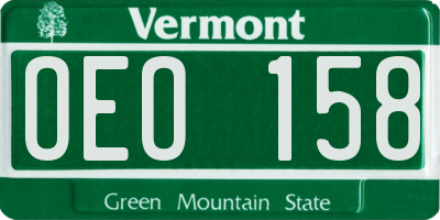 VT license plate OEO158