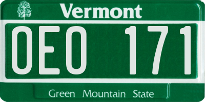 VT license plate OEO171