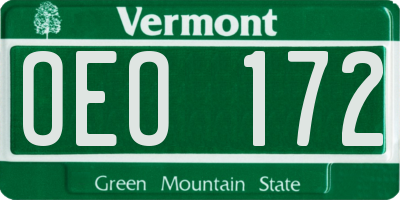 VT license plate OEO172