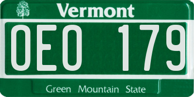 VT license plate OEO179