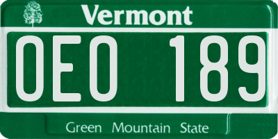 VT license plate OEO189