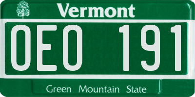 VT license plate OEO191