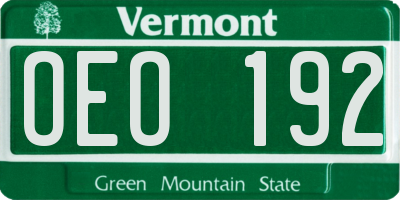 VT license plate OEO192