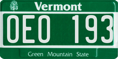 VT license plate OEO193