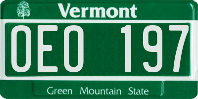 VT license plate OEO197