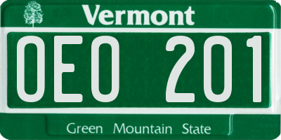 VT license plate OEO201