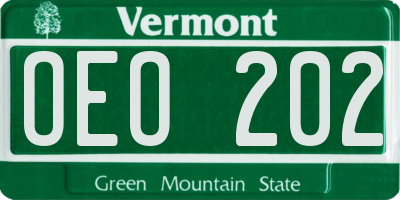VT license plate OEO202