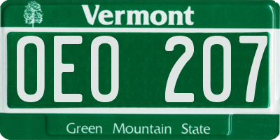 VT license plate OEO207