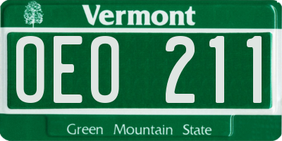 VT license plate OEO211