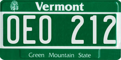 VT license plate OEO212