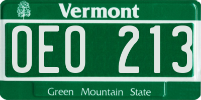 VT license plate OEO213