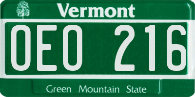 VT license plate OEO216