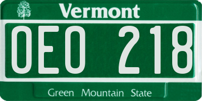 VT license plate OEO218