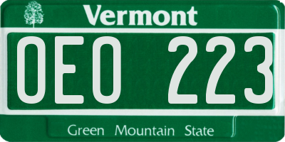 VT license plate OEO223