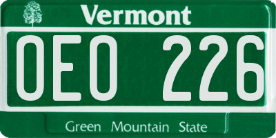 VT license plate OEO226