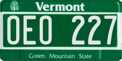 VT license plate OEO227