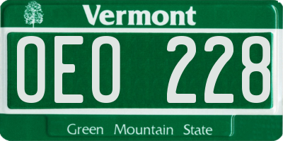 VT license plate OEO228