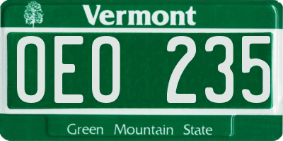 VT license plate OEO235
