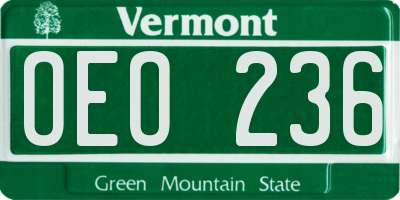 VT license plate OEO236