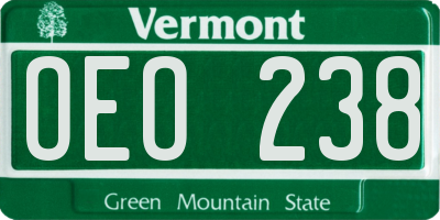 VT license plate OEO238