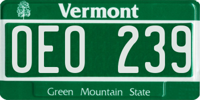 VT license plate OEO239