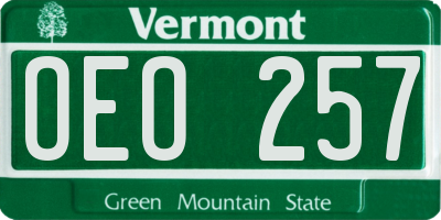 VT license plate OEO257