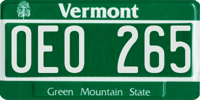 VT license plate OEO265