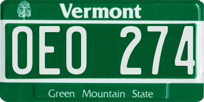 VT license plate OEO274