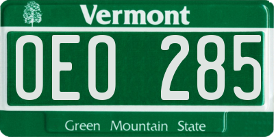 VT license plate OEO285