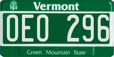 VT license plate OEO296