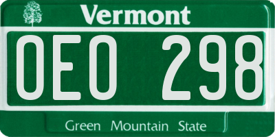 VT license plate OEO298