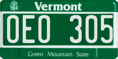 VT license plate OEO305